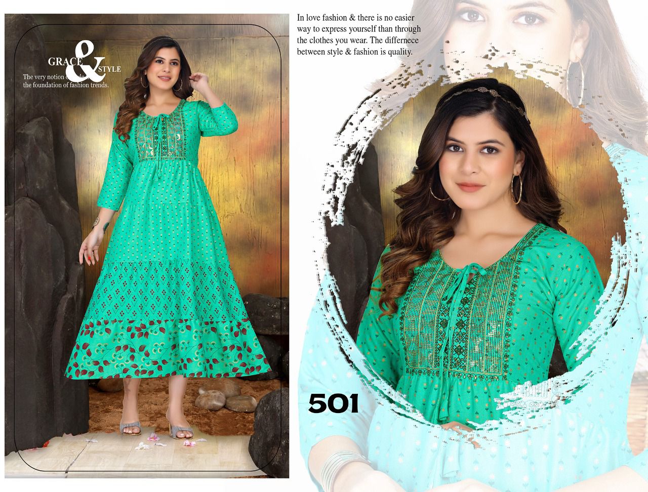 Golden Sunflower Wholesale Long Anarkali Kurti Collection